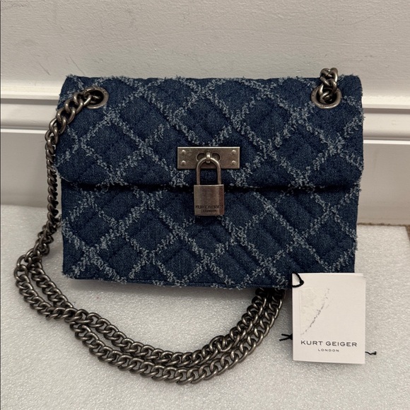 Kurt geiger the Brixton denim quilted shoulder bag purse dustbag NWT - Picture 2 of 7